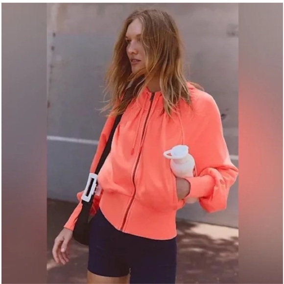 Free People Movement Sideline zip up hoodie in coral - Picture 5 of 6